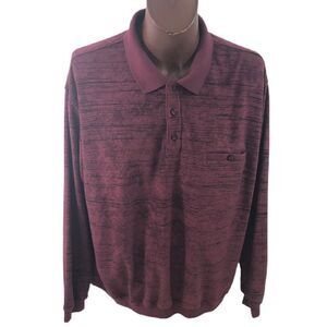 David Taylor Vintage 90s Red Burgundy Collared Sweater Sweatshirt Sz XXL